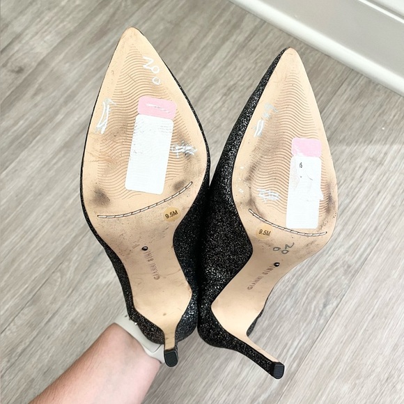 Gianni Bini Agnissa Black Glitter Scalloped Closed Toe Mule Heels Size 9.5 - Picture 8 of 10